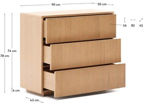 Komoda w dekorze dębu w naturalnym kolorze 90x79x50 cm Helvine – Kave Home