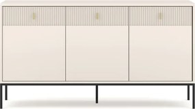 Komoda do Salonu Sypialni MARCOS 154 cm Kaszmir Ryflowana Trzydrzwiowa z Szufladami Nowoczesna