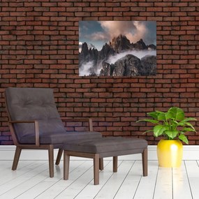 Obraz - Włoskie Dolomity ukryte we mgle (70x50 cm)