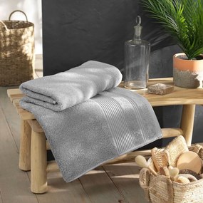 Jasnoszary bawełniany ręcznik kąpielowy frotte 90x150 cm Tendresse – douceur d'intérieur