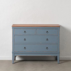 Niebieska niska komoda z litego drewna jodłowego 115x90 cm Shabby – Ixia