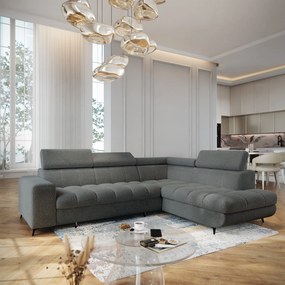 Masseno Narożnik MORIVA z funkcją spania i pojemnikiem na pościel Narozniki L, Rozkładana sofa - Szary, QUELLE 92