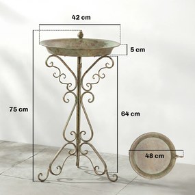 Outsunny Poidełko z figurką ptaka i ozdobnym stojakiem, vintage'owa miska dla ptaków do ogrodu, zielona | Aosom PL