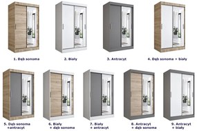 Garderoba przesuwna z lustrem dąb sonoma + antracyt - Palmira 3X