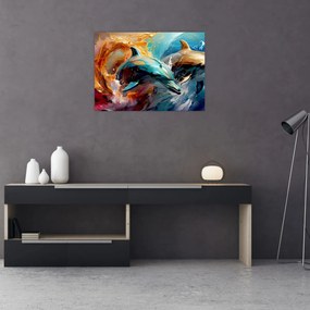Obraz na szkle - Malowanie delfinów (70x50 cm)