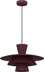 Lampa wisząca na przewodzie PLATO 1xE27/15W/230V bordowa
