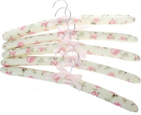 Zestaw 5 wieszaków tekstylnych Květy, różowe