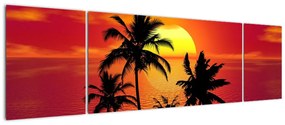 Obraz sylwetki wyspy z palmami (170x50 cm)