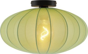 Japońska lampa sufitowa Bida w kolorze zielonym z abażurem z tkaniny