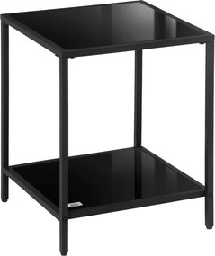HOMCOM Stolik pomocniczy ze szklanymi blatami hartowanymi, dwupoziomowy, klasyczny design z metalową strukturą, czarny