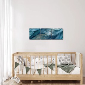 Obraz - Niebieskie i białe fale (z zegarem) (90x30 cm)