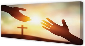 Fotoobraz na płótnie Dwie Dłonie przed Krzyżem