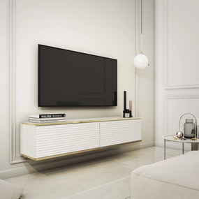 Szafka RTV VENEZIA - Biały / Front Biały ryflowany / 135 cm