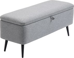 HOMCOM Ławka, Skrzynia, Ławka Tapicerowana, Lniana, do 150kg, 101x38,5x44,5 cm, Szara