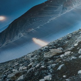 Obraz nocnego krajobrazu, Islandia (z zegarem) (90x30 cm)