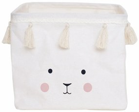 Biały materiałowy kosz na zabawki H0-W84