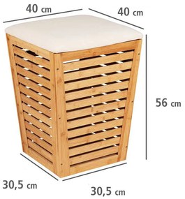 Kosz łazienkowy z siedziskiem, 55 L, bambus, WENKO