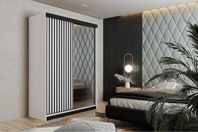 Szafa przesuwna z lustrem lamele MALANI 138 biały