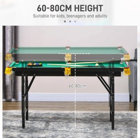 SPORTNOW Stół bilardowy 2w1, stół do tenisa stołowego, z akcesoriami, 140x63x80cm, Niebieski/Zielony