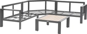 Narożny zestaw aluminiowy VANCOUVER dla 6 osób (antracyt)