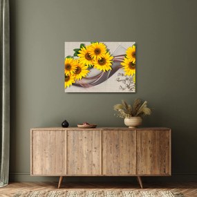 Obraz na szkle - Świecące kwiaty słonecznika (70x50 cm)