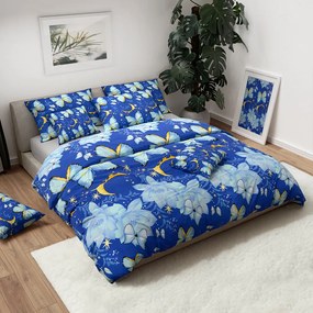 PrzytulneMieszkanie.pl PrzytulneMieszkanie.pl Bawełniana pościel BLUE BUTTERFLY ciemnoniebieska Rozmiar pościeli: 70 x 90 cm | 140 x 200 cm