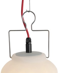 Zewnetrzna Lampa wisząca zewnętrzna biała 20 cm z czerwoną wtyczką IP44 - Pion Nowoczesny Oswietlenie zewnetrzne