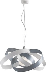 Vertigo - Lampa wisząca z żelaza lakierowanego na biało i szaro, z regulowanym stalowym kablem, 1 lampa 125 mm - Ø54 mm - BL156-1-BG
