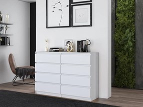 Komoda 8 szuflad, duża, bez uchwytów Malwa M8/140 BIAŁY