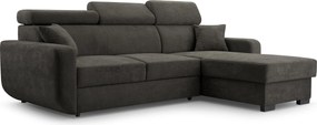 Masseno Narożnik CASTELLO z funkcją spania i pojemnikiem na pościel Narozniki L, Rozkładana sofa - Szary, VELO 636