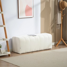 Nowoczesna ławka tapicerowana HOMCOM 110×40×44 cm — kremowa, obicie lnopodobne, udźwig 220 kg
