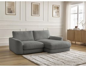 Ciemnoszary narożnik z materiału bouclé (prawostronny/z szezlongiem) Leonore – Bobochic Paris