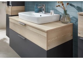 Szara/w naturalnym kolorze wisząca szafka bez umywalki w dekorze sosny 53x101 cm Quickset 394 – Pelipal