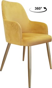 Krzesło WESTA tkanina Welur noga metalowa elegancki styl loftowy : Kolor nogi - Złota stożek, Kolor tkaniny - VELVET - MG15, Typ siedziska - Siedzisko obrotowe 360°