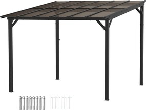 Outsunny Pergola Metalowa 3 x 3 m, Ogrodowa Pergola z Wodoodpornym Dachem, Wolnostojąca, Odporna na Wiatr, Z Ochroną UV, Ciemnoszara