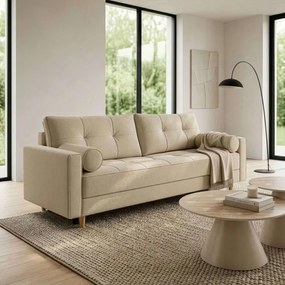 Sofa z Funkcją Spania LONAR Beżowa Boucle Nowoczesna