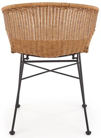 K407 krzesło naturalny, czarny, rattan syntetyczny, boho, skandynawski