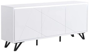 Komoda 3-drzwiowa z oświetleniem LED z MDF-u – Biały lakierowany – SALIANO