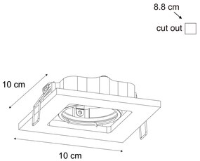 Zestaw 10 czarnych wpuszczanych reflektorów regulowanych - Qure