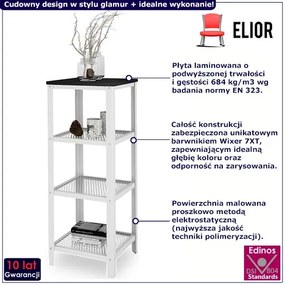 Industrialny regał z metalowym stelażem biały + czarny połysk - Olik 5X