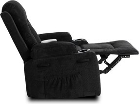 Fotel Masujący BOX 2 Rozkładany z Podnóżkiem Czarny Nowoczesny