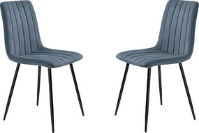 Zestaw 4 nowoczesnych krzeseł do jadalni w niebieskiej tkaninie "Palmer" tapicerowane cm 45x54 88h