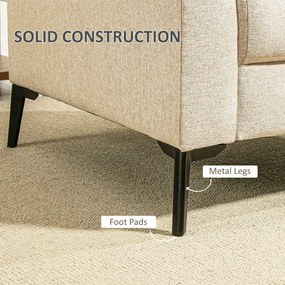 HOMCOM Sofa 2-osobowa z grubą tapicerką, do 360 kg, 179 x 80 x 89 cm, Beżowa