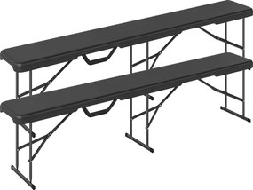 Outsunny Ławka Campingowa, Wodoodporny Plastik, Udźwig 240 kg, Czarna