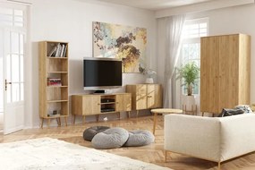 Komplet skandynawskich mebli do salonu z szafą dąb craft złoty B1-M16