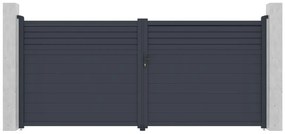Brama elektryczna rozwierna żaluzjowa z antracytowego aluminium szer. 397 x wys. 181 cm - VIAZO
