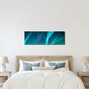 Obraz - Aurora Borealis (z zegarem) (90x30 cm)