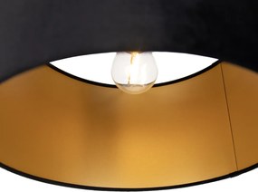 Lampa wisząca czarna z wtyczką i czarnym kloszem ze złotym wnętrzem 35 cm - Cavalux
