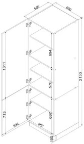 Wysoki dwudrzwiowy słupek kuchenny 60cm - Staford 39X