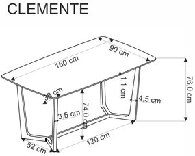 Stół CLEMENTE 160x90 biały marmur/złoty HALMAR